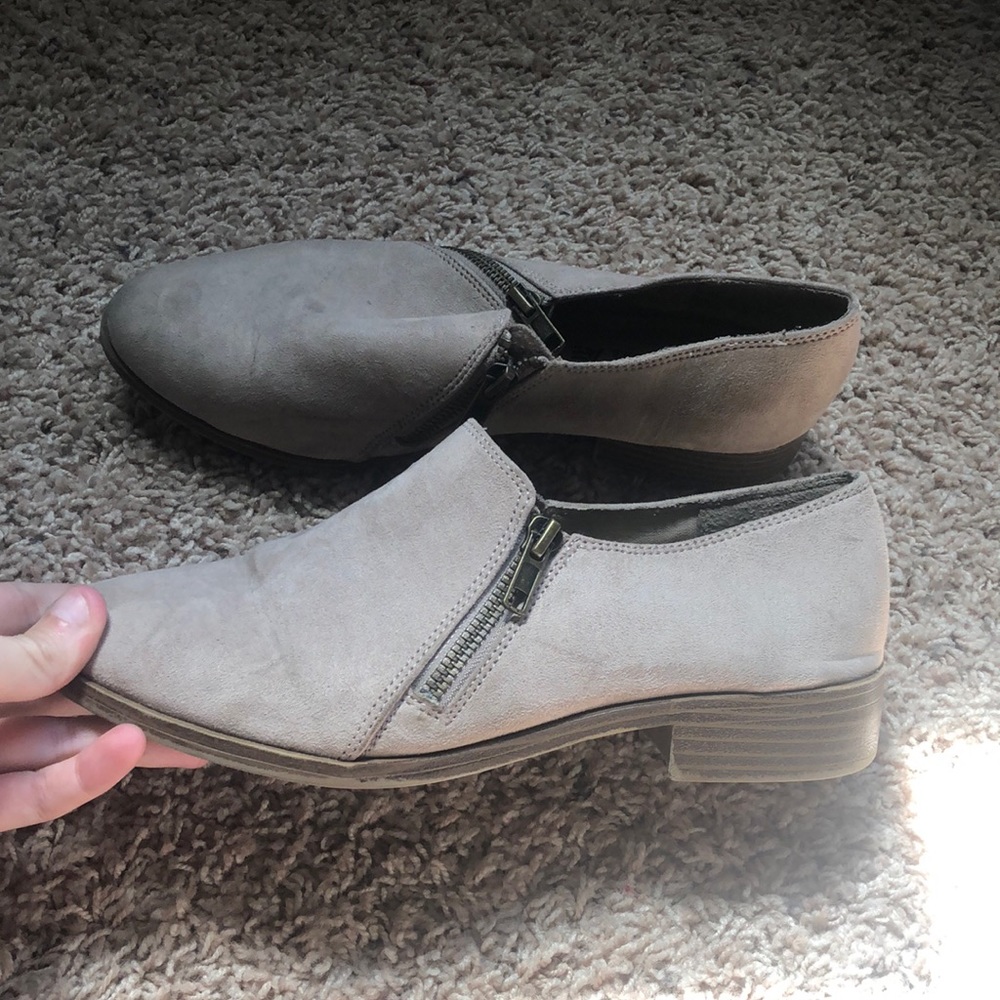 Beige flats, with small heel